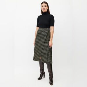 Beaufille Checkered Midi Skirt - Black and Green NWT!